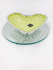 Argenesi Diamante Glass Heart-Shaped Dish w/Silver Back