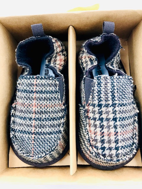 Me in Mind "Cruiser" Slip-On Brown Plaid Baby Shoes