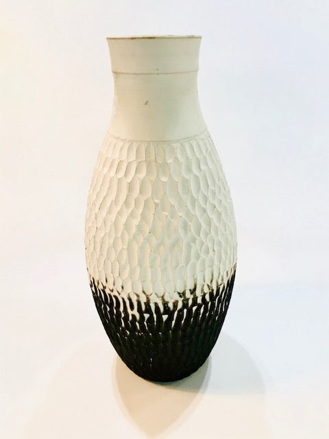 Austin Newman: Tall Textured Black-White Vase