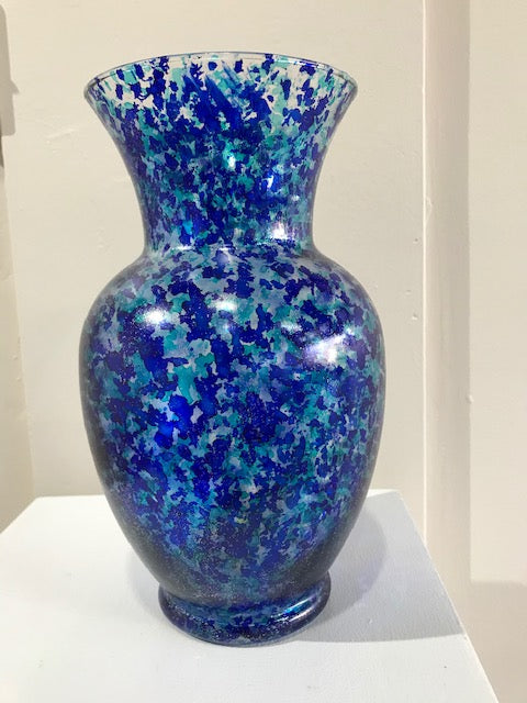 Vicky Bauman: 10.75" Tall Alcohol Inks Vase w/Mini Lights Inside (#102)