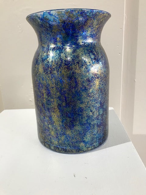 Vicky Bauman: 8" Wide Mouth Alcohol Inks Vase (#113)