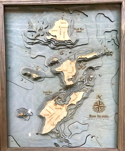 Wood Chart Nautical Map of Put-In-Bay & Bass Islands