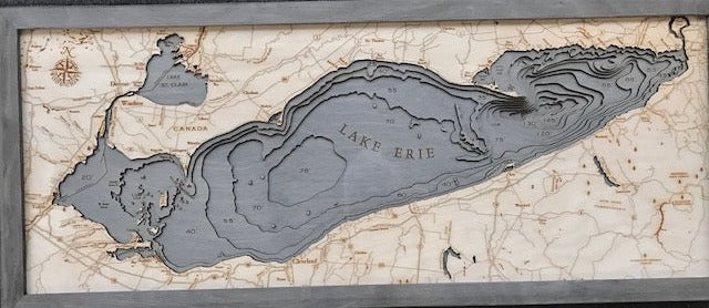 Wood Chart Topographical Map of Lake Erie