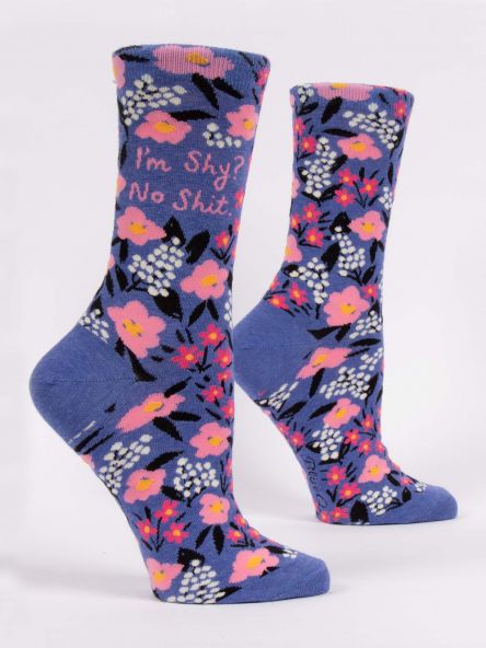 BlueQ Women's Crew Socks "I'm Shy? No Shit"