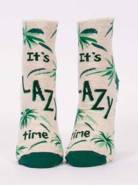 Woman's novelty fun ankle sock with legend: "It's Lazy Time"