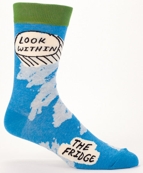 BlueQ Men's Crew Socks: "Look Within...the fridge"