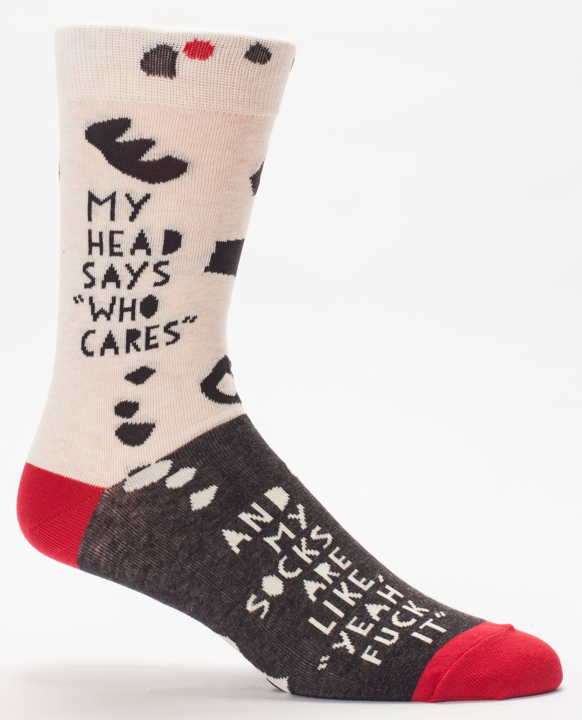 BlueQ Men's Crew Socks: "My Head Says 'Who Cares'..."