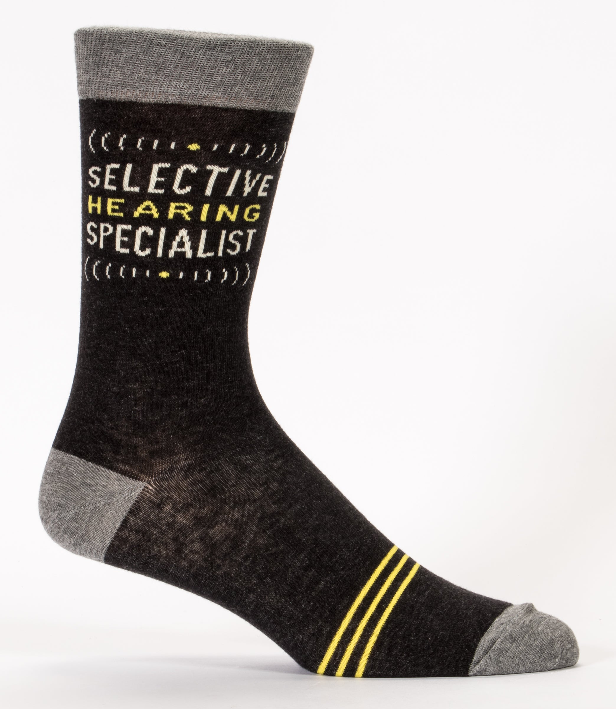 BlueQ Men's Crew Socks: Selective Hearing Specialist