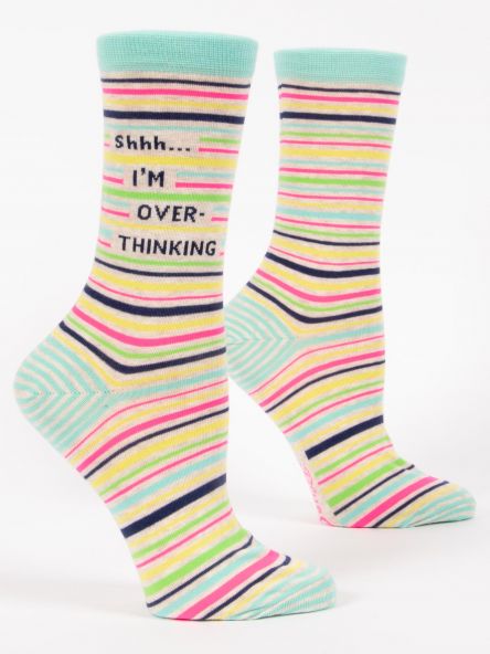 BlueQ Women's Crew Socks: "Shhh...I'm Overthinking"