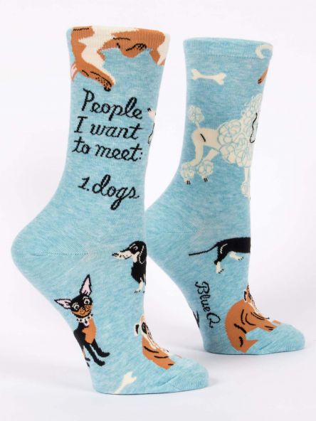 BlueQ Women's Crew Socks: People I Want To Meet: 1. Dogs