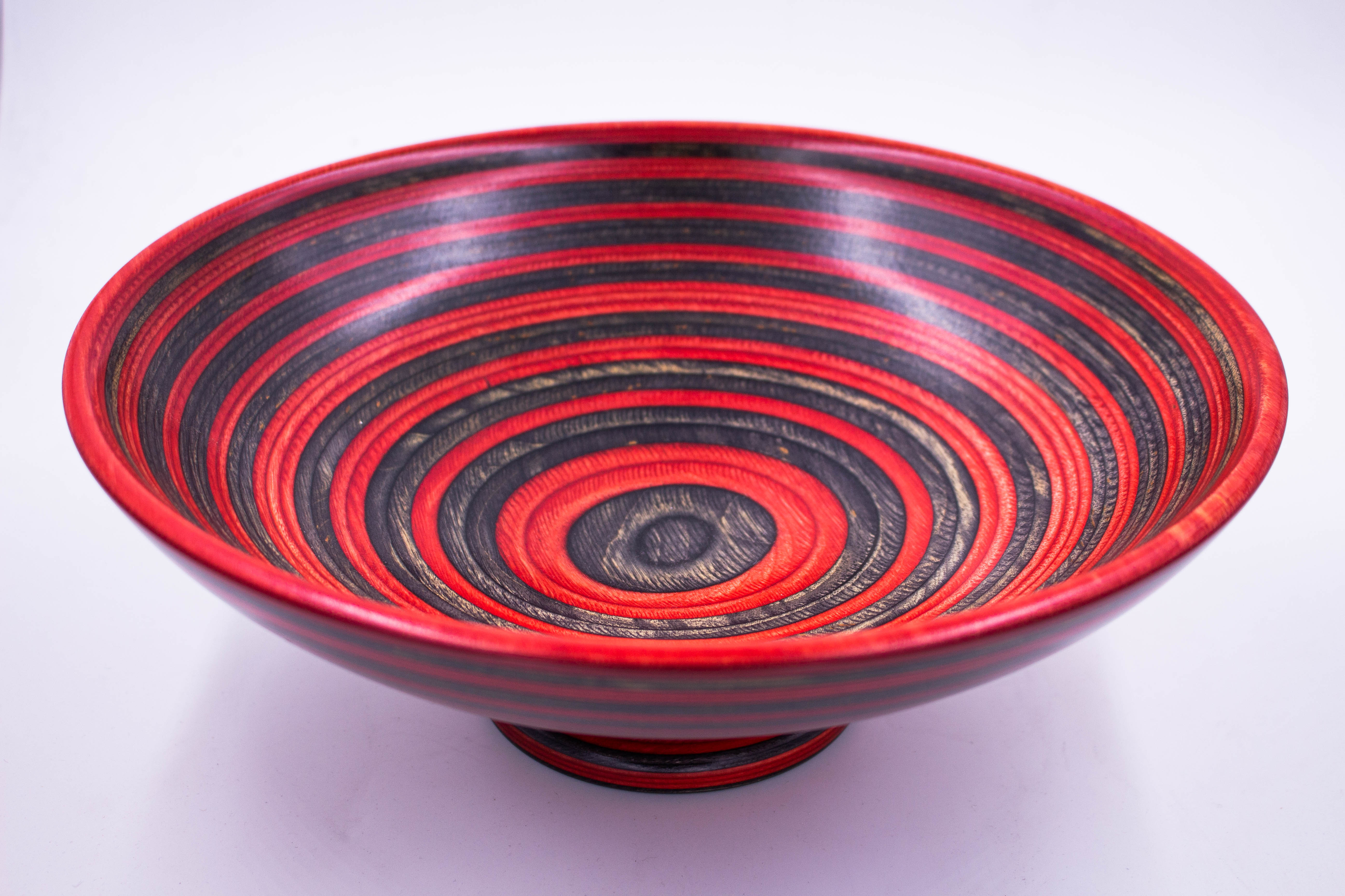 Local Artist of the Week: Richard Ruehle-Large Red/Black Dyed Birch Veneer Footed Bowl